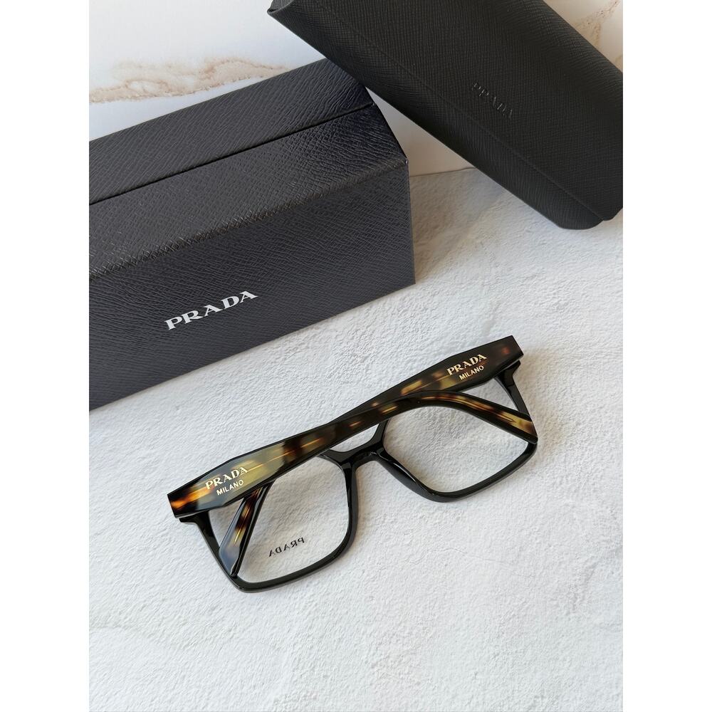 NEW Prada PR B03V Black Tortoise Square Eyeglasses Frames - Picture 3 of 6